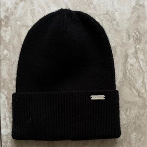 Black Knit Beanie with Silver Accent